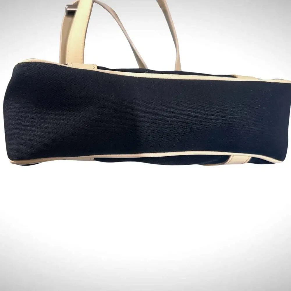 Vintage Fendi‎ Mini Boston Top Handle Bag Navy Blue Satchel Luxury Travel Preppy